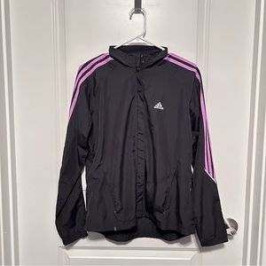 Adidas Black & Purple ClimaProof Lightweight Running Workout Track Jacket